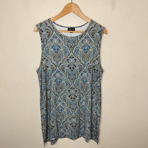 J Jill Wearever Collection Tunic Tank Top Floral Paisley - Picture 1 of 11